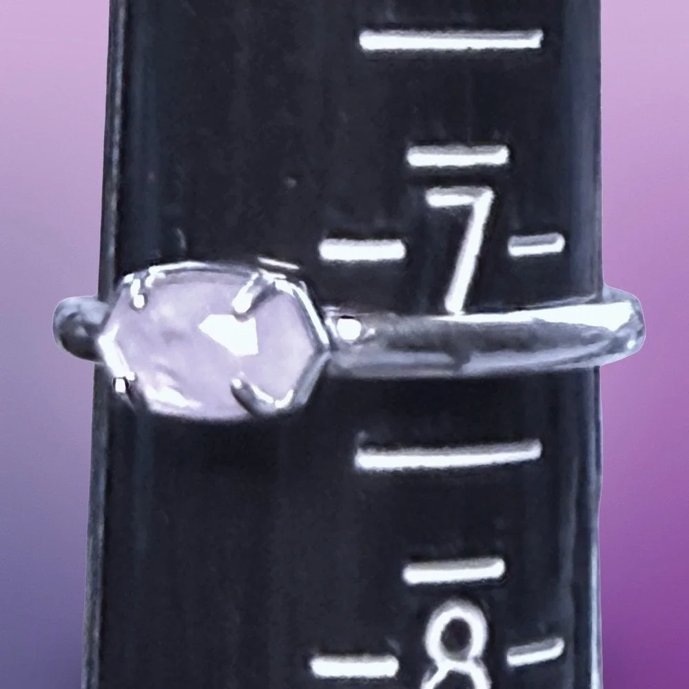 Kendra Scott Stackable Amethyst Stone Ring 7.25 Lavender Silver Dainty Retired‎